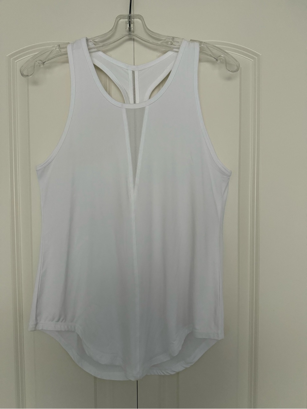 ZYIA White Effortless Racerback Tank with Center Mesh Inset